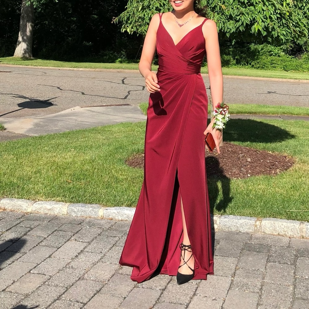 Burgundy long prom dress